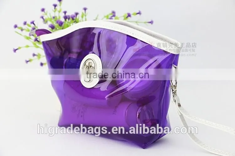 purple clear cosmetic bag