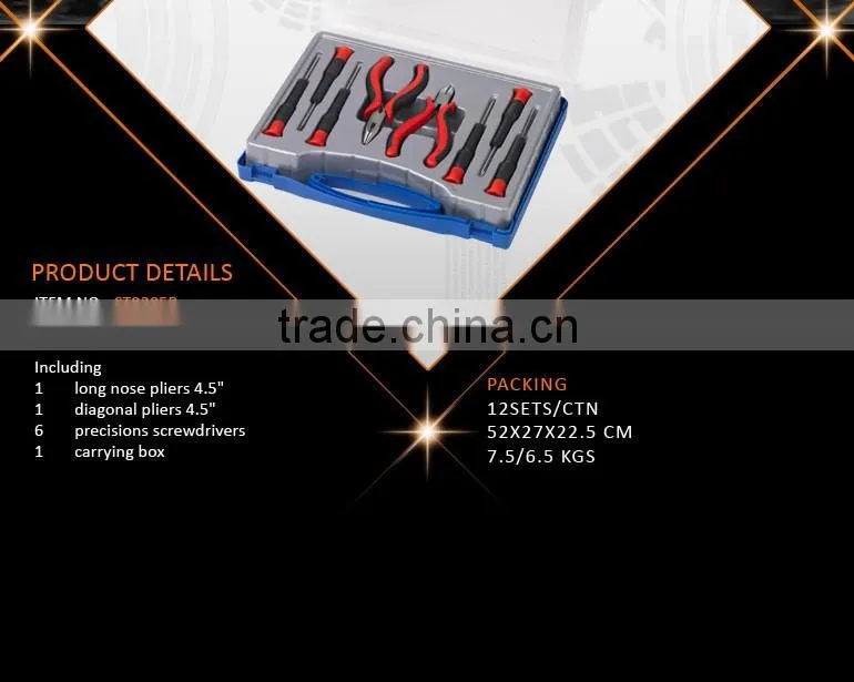 9Pcs Pliers and Screwdrivers Combined Transparent Case Tool Set
