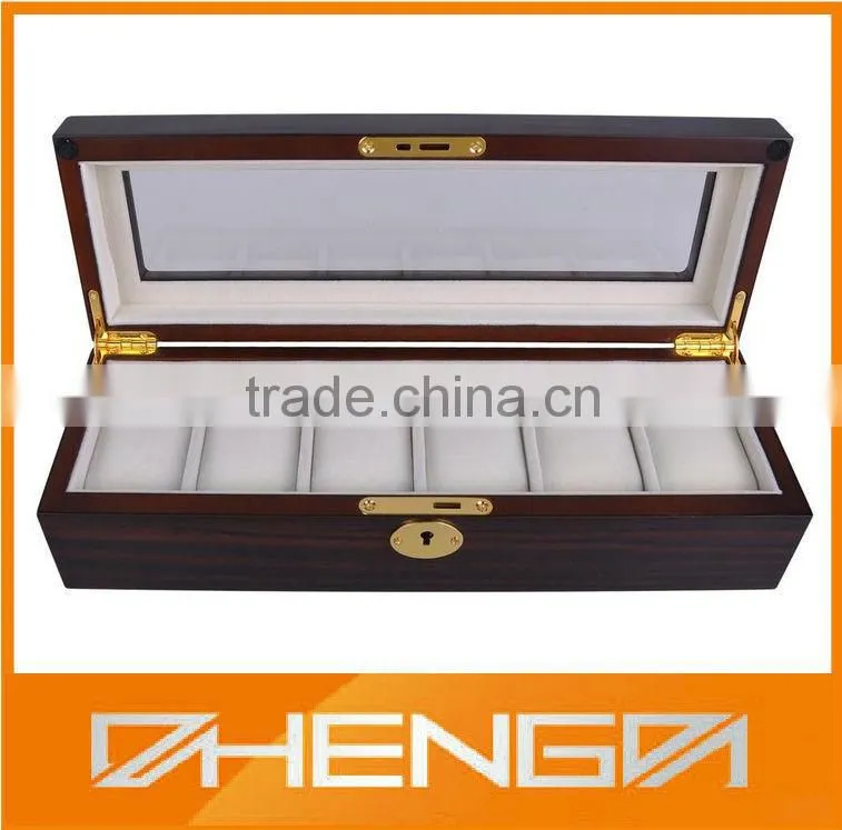 Best Sell custom made brown piano finish wooden watch packaging boxes (ZDS-F218)