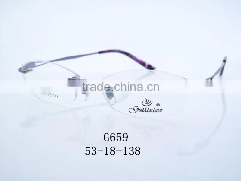 2016 New stylish metal eyeglasses frames full rimless g659