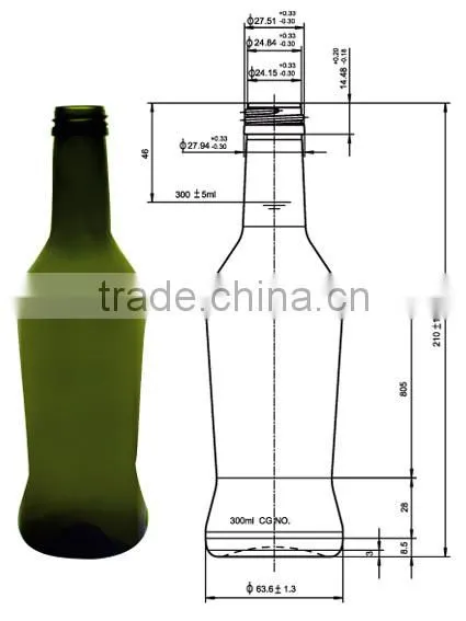 Glasslucky 2014 hot sale dark green 375ml bordeaux wine bottle