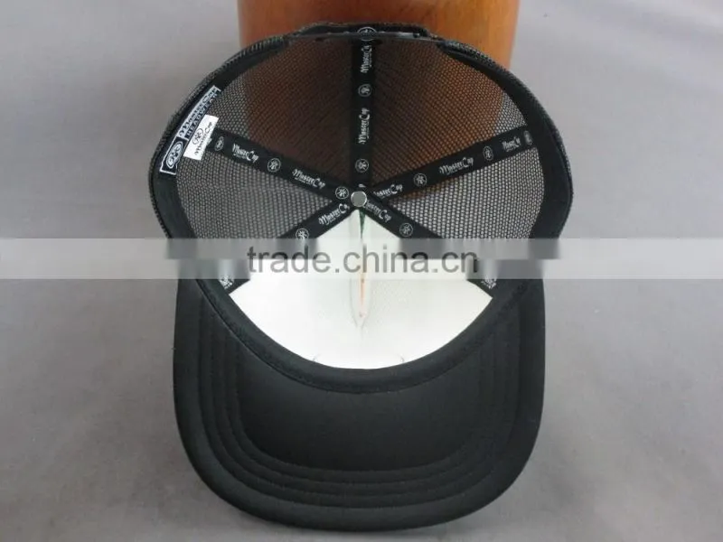 Customer sponge front mesh back snapback cap with woven lable