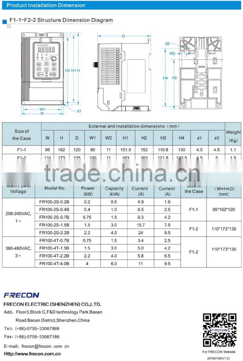 High Performance LV 50hz~60hz 220v 380v 440v 1.6KW micro vector control power inverter, automation drives