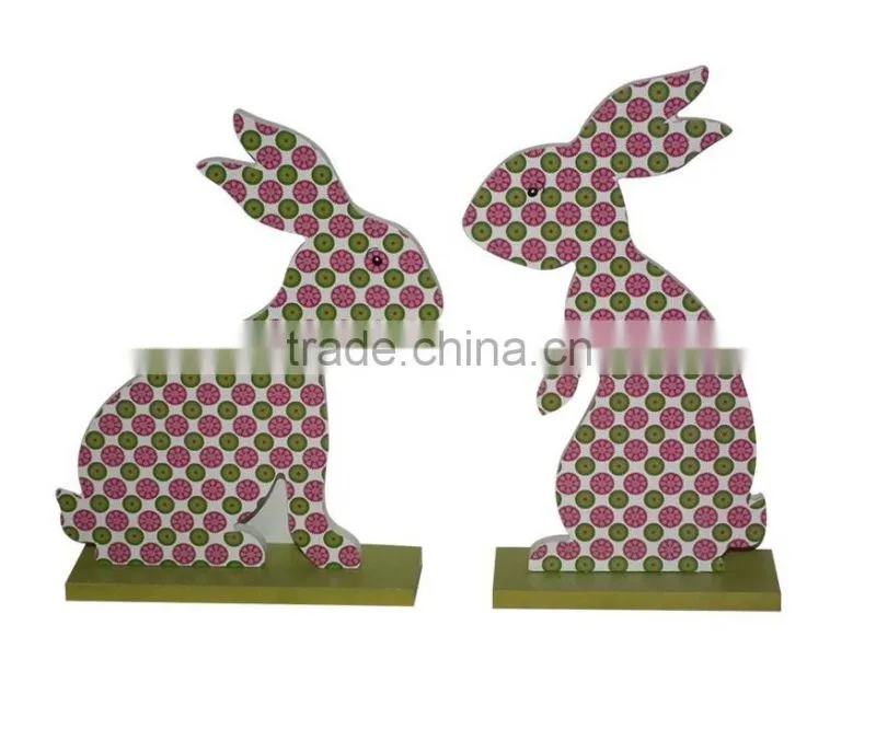 Easter wooden rabbit home decoration display on the desk easter wooden rabbit gifts