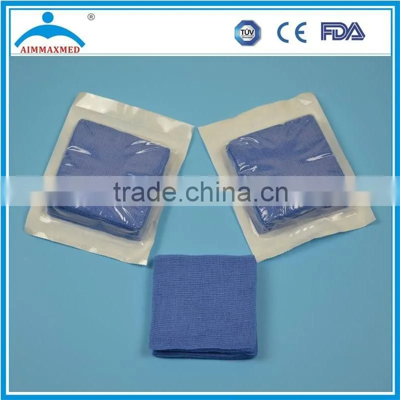 16 ply folded edges EO Sterilization Surgical cotton gauze swabs with X ray thread