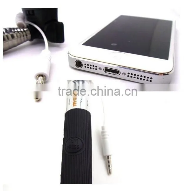 Battey-free 3.5mm Cable Take Pole W/ Clip Holder For iOS/Android Phones--Self-portrait Monopod--Perfect Christmas Gift