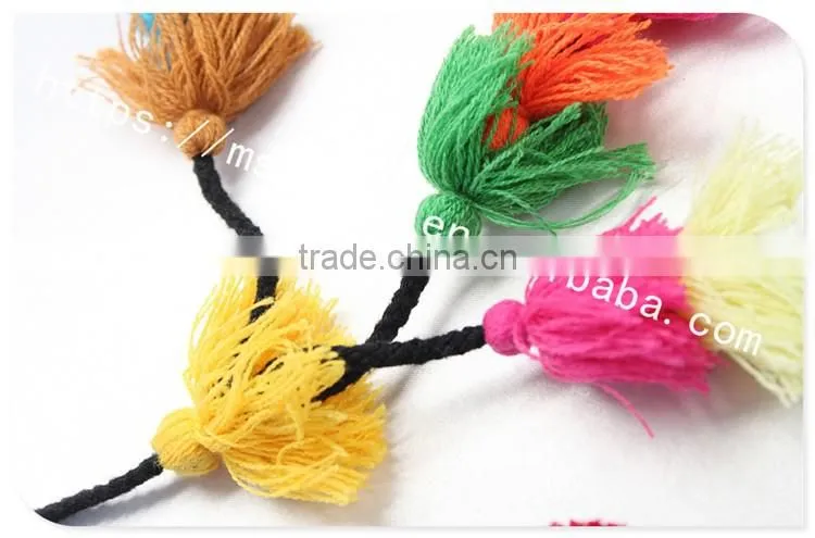 Hot selling colorful pom pom ball cotton tassel cord for decoration
