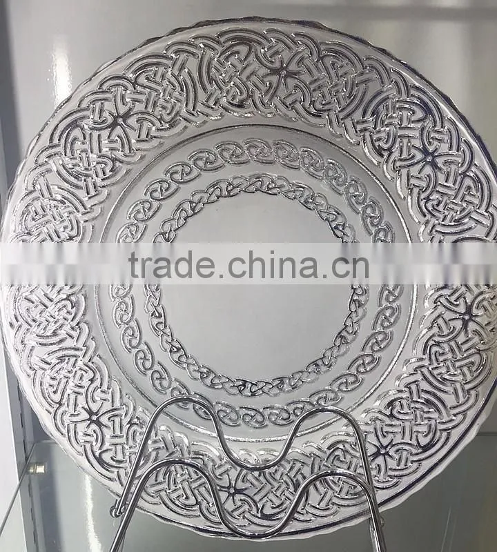 wholesale fancy dishes silver gold glass dish plate