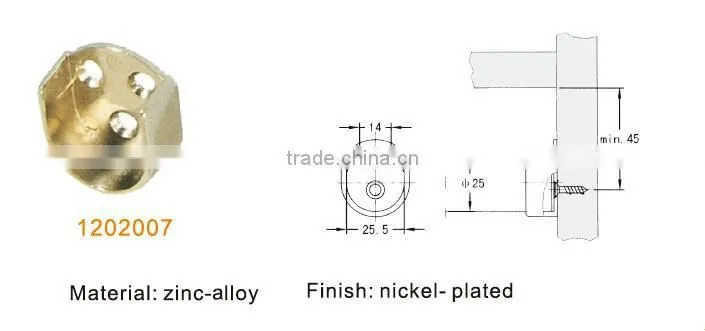 nickel plated zinc alloy wardrobe end rail brackets