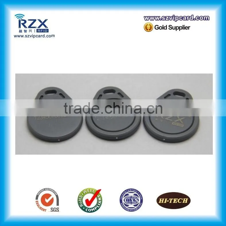 waterproof abs 13.56mhz passive writable rfid key tag