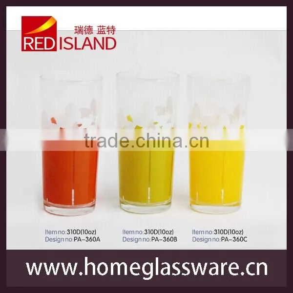 10oz glass with printing designs/water cup/printed glass cup