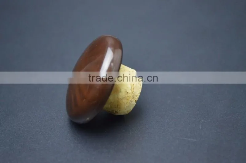 Plastic cap with wooden cork for glass bottle custom design stopper