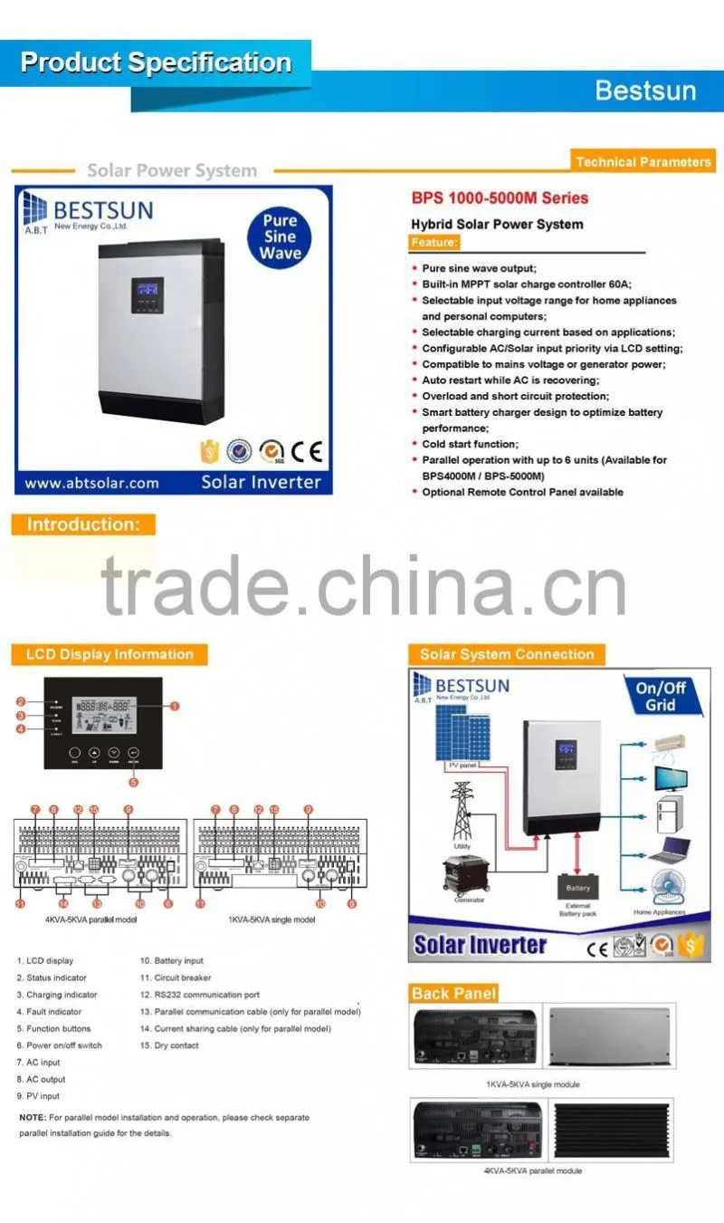 BESTSUN Acesum msw power inverter 24vdc to 220vac 3500W
