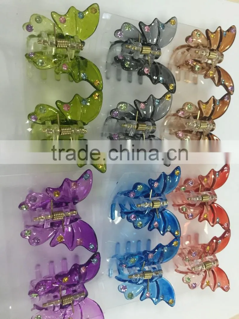 Women Hair Accessories Plastic Colorful Butterfly Hair Clip Wholesale Hot selling