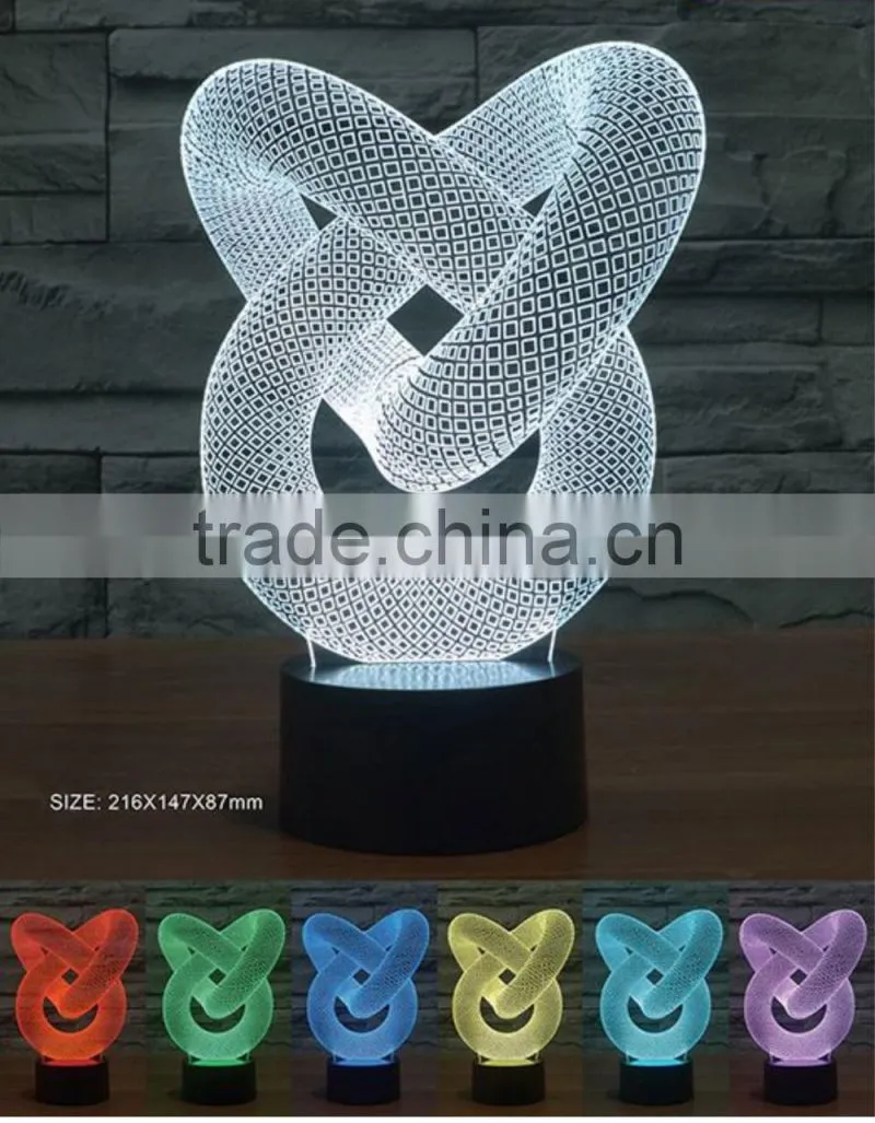 Desktop 3d illusion decorative USB night lamp color changing night light