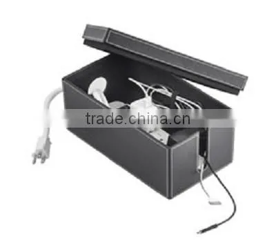 Faux Leather Socket Storage Bin Charging Organizer With Removeable Lid