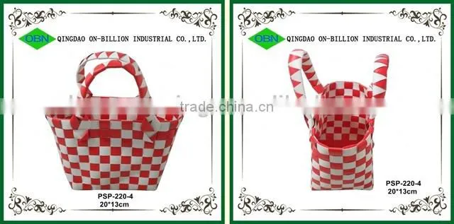 Wholesale colorful handmade pp strap woven children bag basket for kids
