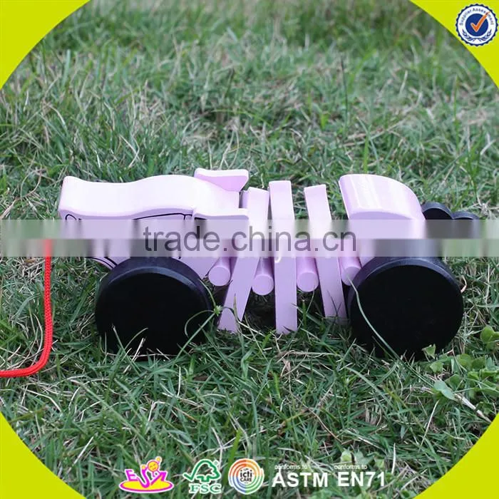 wholesale brand new wooden children pull animal car toy top quality wooden pull animal car toy W05B035