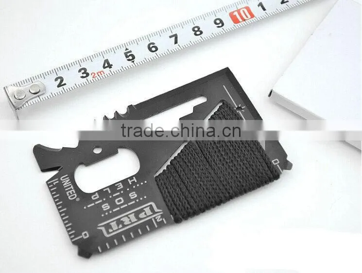 Portable Stainless Tool Card/Outdoor Survival Camping Knife with rope