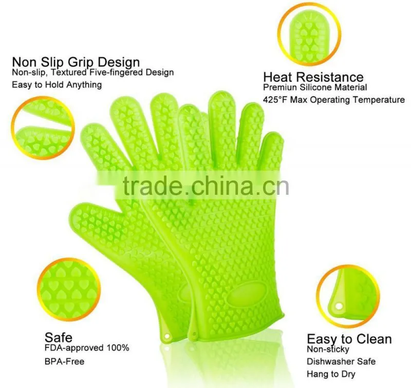 Outdoor Kitchen Best Heat Resistant Gloves Barbecue BBQ Grill Set