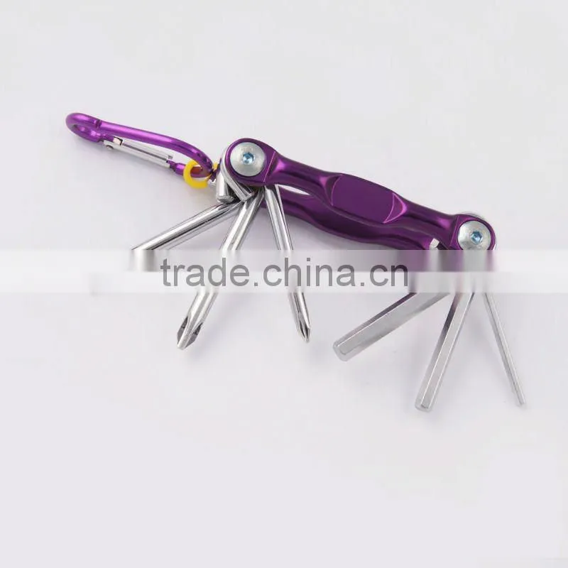 2014 new Stock pocket mini multi aluminium oxide promotion bike keychain tools 603-6