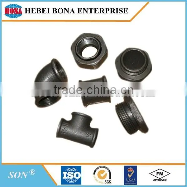 Black BS standard malleable cast iron pipe fittings with superior quality
