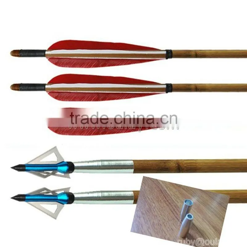 Nature Bamboo Arrows With Three Different Weights Screw-in Points And Brass Inserts