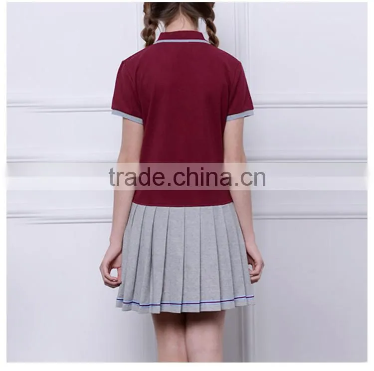 2017 new summer dress pleated skirt school girls stitching wind movement custom student uniform