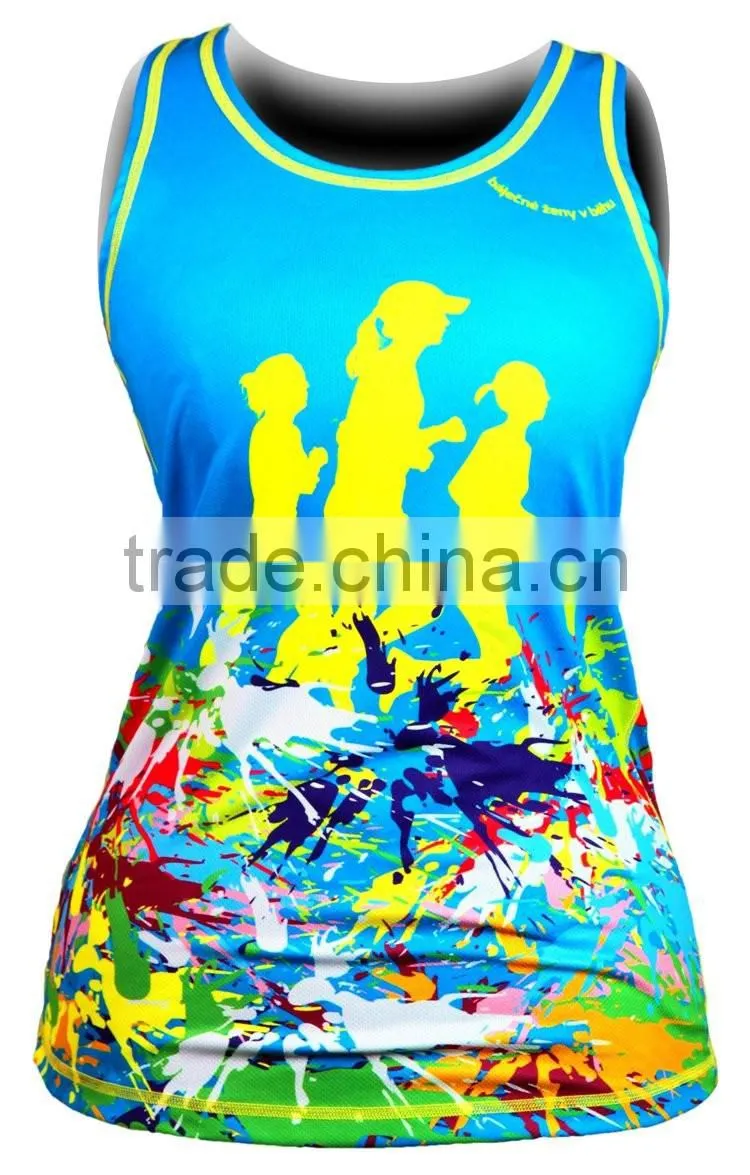 Wholesale ladies running singlets, comfortable and wicking mositure running tanks