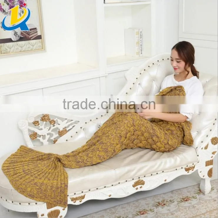 wholesale knitted crochet mermaid tail blanket mermaid tail sleeping bag