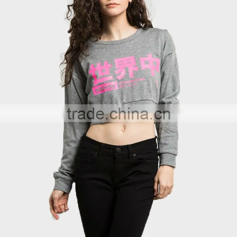 fashion hoddies long sleeve crew neck ladies cotton sweater