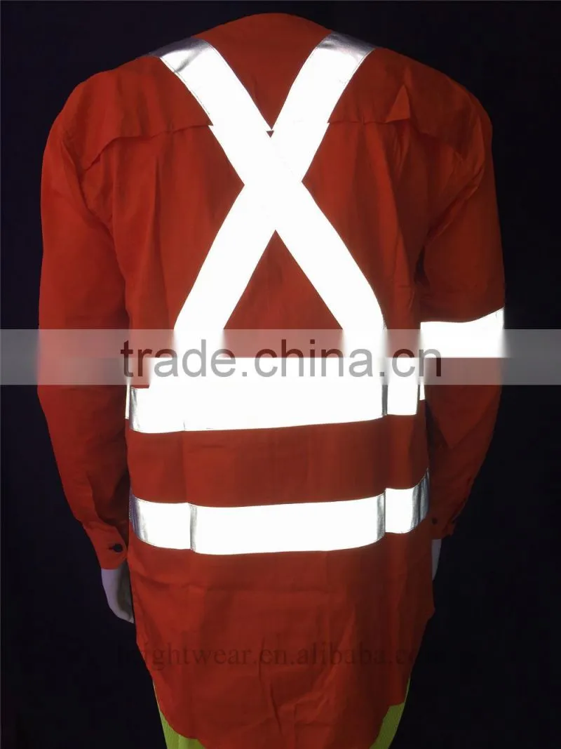 long sleeve hi-vis cotton drill safety shirts