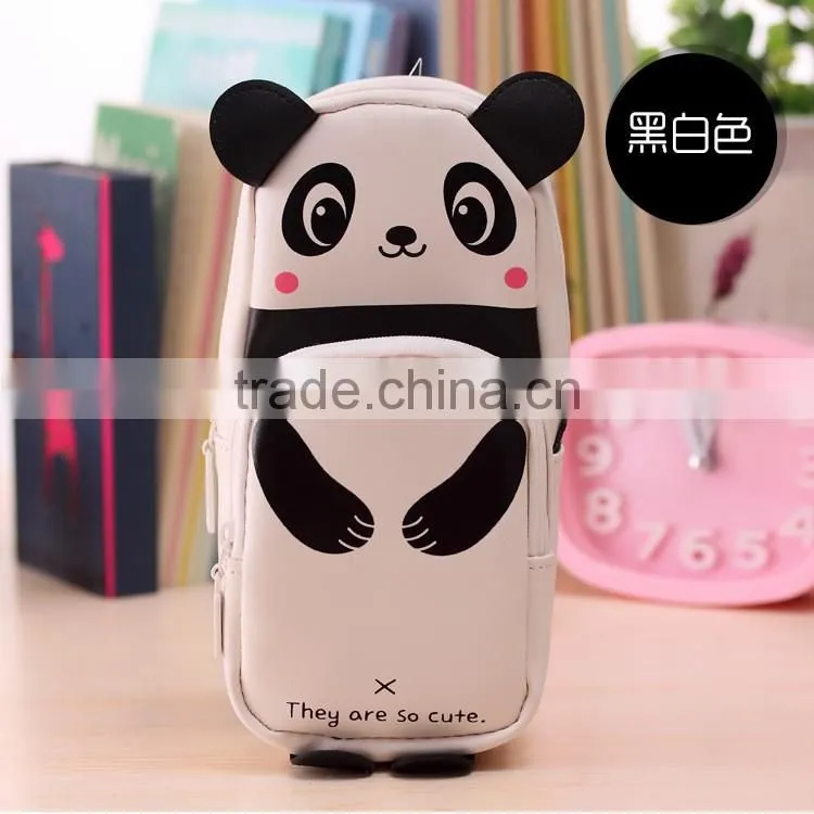 Wholesale office & school rabbit panda pencil case bag PVC PU fabric multifunction animal shape pencil bag