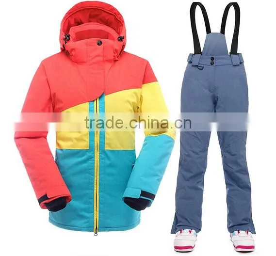 orange women waterproof quilted european ski jacket wholesale