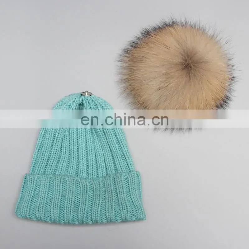 2015 New Year Product Cute Fashion Knit Kids Hats Fur Pom Pom Crochet Baby Hats