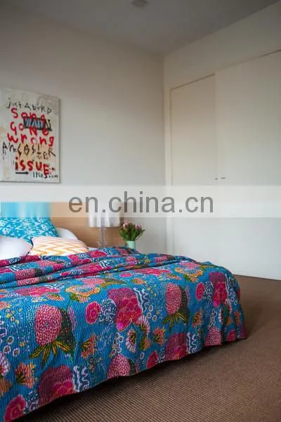 Fruit Print Kantha Quilt Indian Tropical Kantha Bed Ccover Tropicana Kantha Bed Sheet