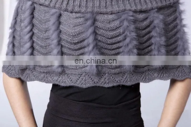Canada North American style grey brown color rabbit fur tube fur capes shawl of women clothes