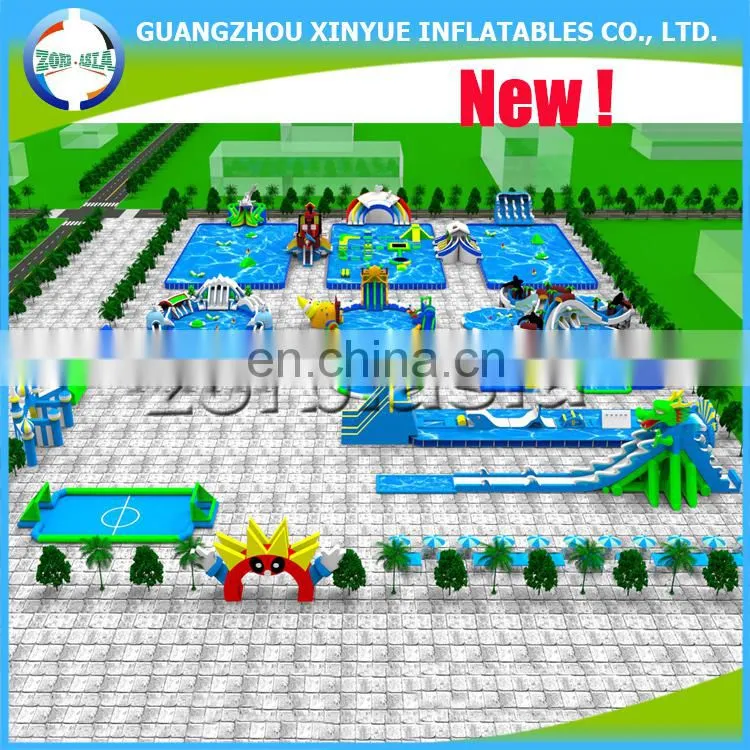 2017 Latest hot sale inflatable amusement park, giant inflatable water park, aqua park for backyard