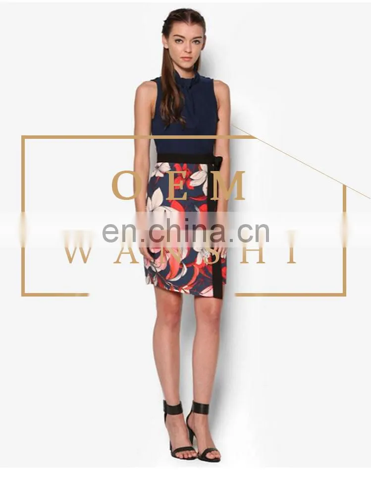 Wholesale uniform design wrap latest sexy straight women sleeveless office dress