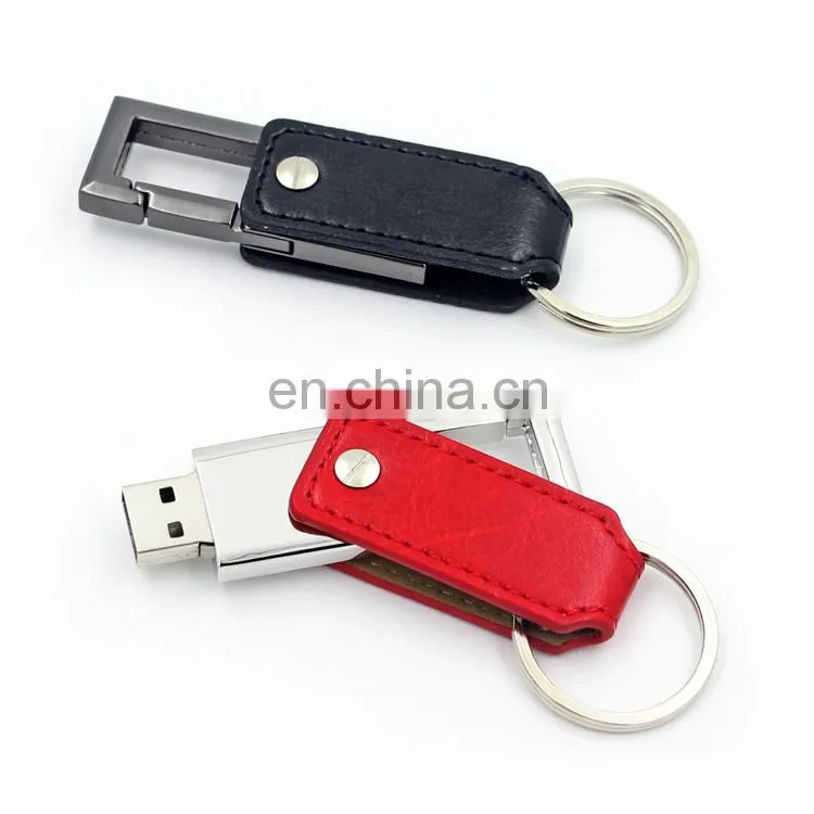 New Customized Logo Pendrive Leather USB 3.0 Flash Drive Gift with Metal Box Packing