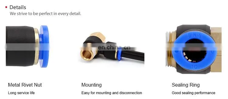 SNS SPHF Series Pneumatic 90 Degree Elbow Male-Female Thread Push To Connect Pipe Fittings Quick Tube Joints