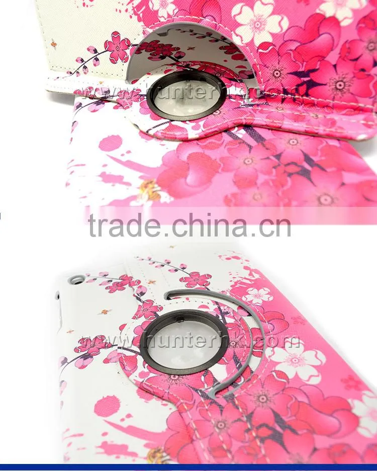 Pink Flower Rotating Tablet Case For iPad Mini 4