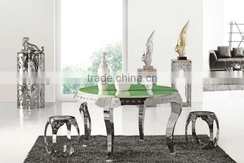 Square marble top stainless steel flower stand&coffee table for clubs