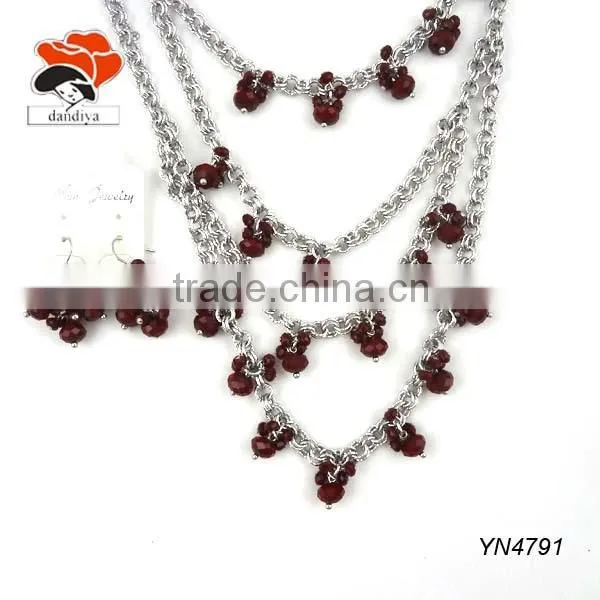 Fashion Jewelry manufacturers cheap wholesale alloy resin necklace+earrings+ring jewelry set