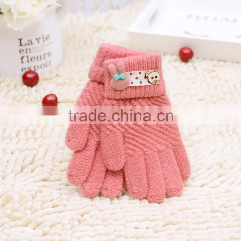 Children warm Cartoon knitted gloves, Full Finger lovely gloves