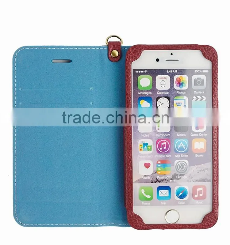 PU+Genuine Leather Cell Phone/Mobile Phone Case/Booklet for iPhone 6/6s for Lady/Female