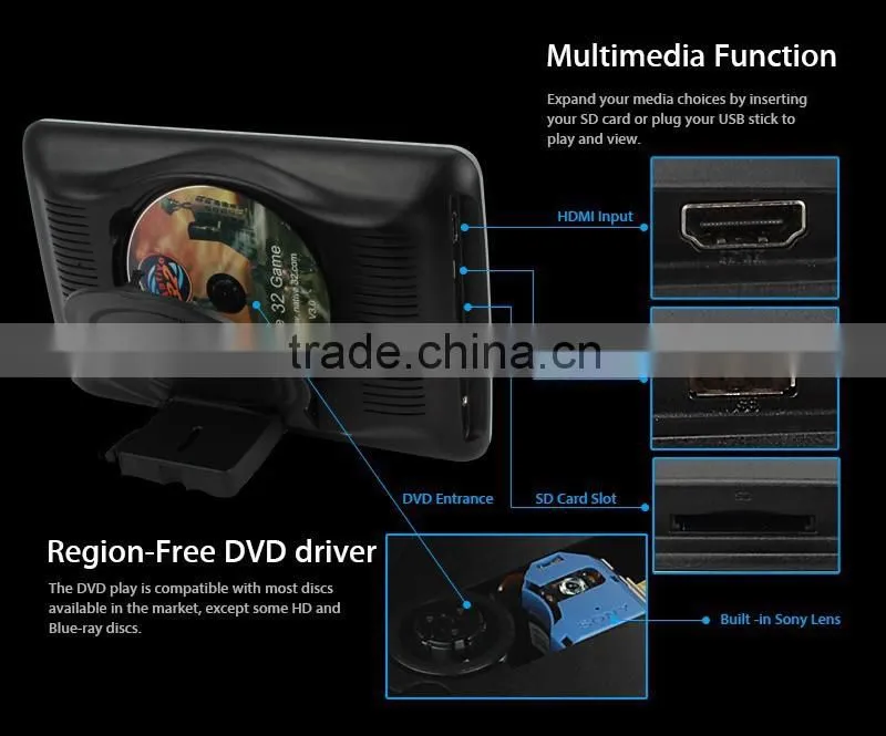 DS-1018DT 10.1inch car headrest dvd for universal with HDMI port