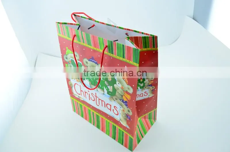 Eco-friendly bio bear pattern paper disposable shopping bags