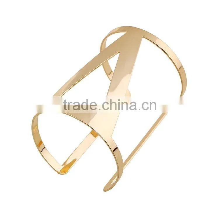 Punk Style Silver/Gold Colour Good Polishing Alloy Wide Metal Bangle AZQJ0051