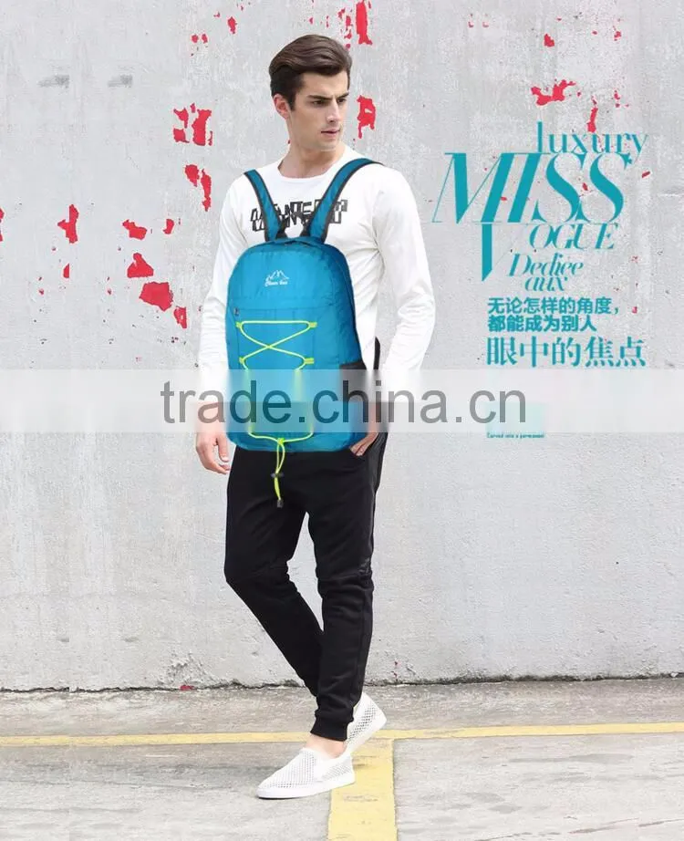 fashion waterproof nylon camping backpack can be fold shoulder bag